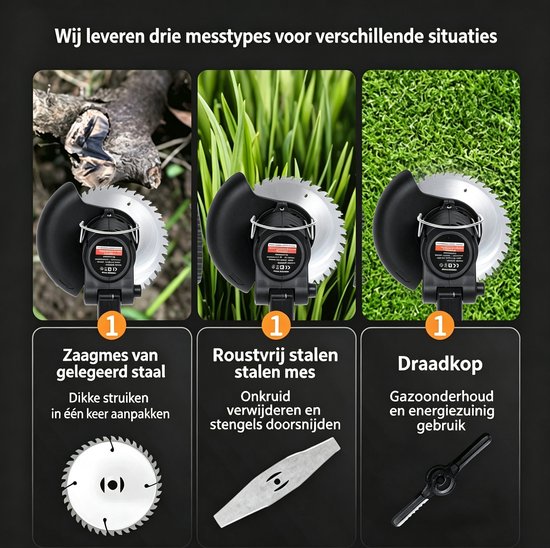 21V Draadloze Elektrische Grasmaaier Trimmer Lichtgewicht werkt op accu inclusief accu geschikt voor het maaien van gazon tuin en terras (Zwart) 85*16*8cm — afbeelding 5