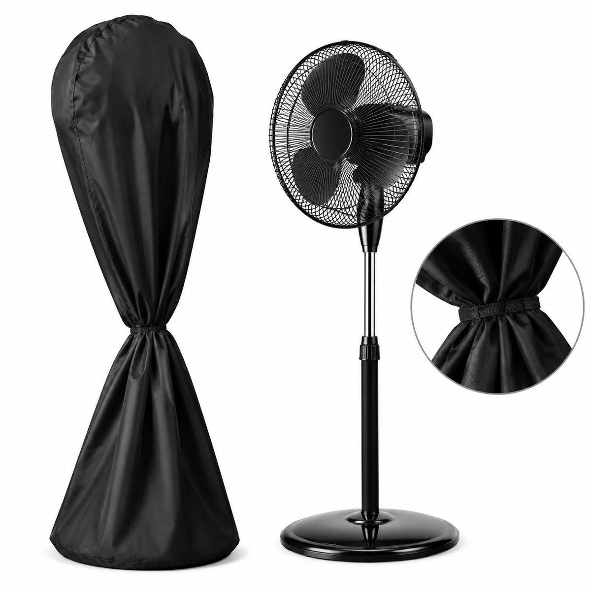 VHV - Ventilatorhoesn - Waterdicht en UV-bestendig - Wasbaar stofwerende - 75 cm - Zwart - Outdoor ventilatorhoes - voor staande ronde vloerventilator