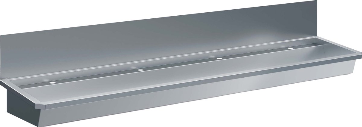 RVS WASBAK 4 KRANEN 2400MMNCLUSIEF AFVOERPLUG en SPATSCHERM - CombiSteel 7013.4615 - Horeca & Professioneel - Horeca & Professioneel