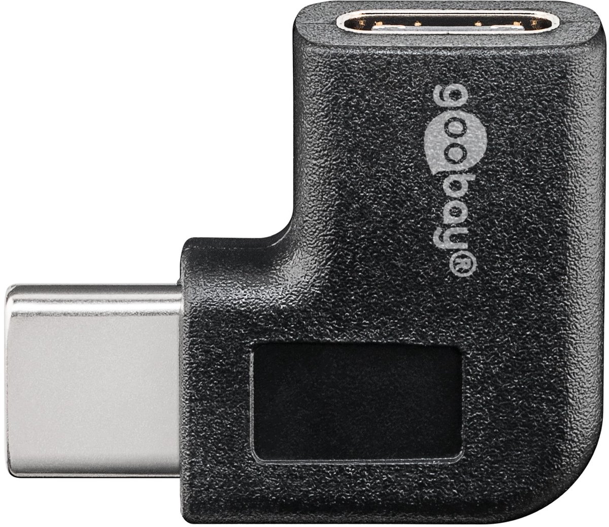 Image of Goobay Adapter USB-C naar USB-C, 90°, zwart, 15 W, 3 A, 5 Gbit/s, USB 3.0