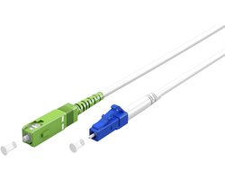 Goobay SC-APC naar LC-UPC glasvezelkabel, 0,5 m, wit, FTTH singlemode OS2 simplex, LSZH-mantel, knikbescherming