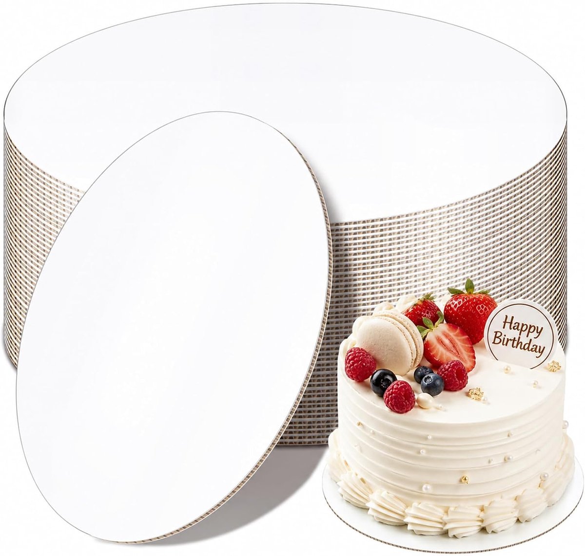 Taartborden, 8 Inch Ronde Cake Boards & Cakeboard, Witte Taartbodem, Vetbestendige Stabiele Wegwerp Taartplaten voor Taarten, Cupcakes & Gebak