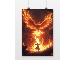 Poster Magicien Phénix - Posters Fantastiques - Vogel - Feu - Décoration murale Murale Chambre Ado - Papier 180 grammes - 6584KMD - Format 60 x 90 cm