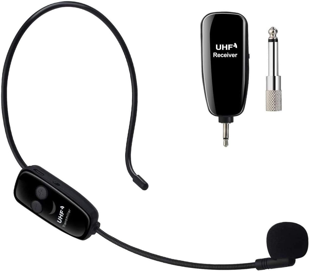SnelShoppen - Professionele Draadloze UHF Microfoon met Oplaadbare Headset, Stemversterker en Ontvanger voor Feesten, Presentaties en Evenementen