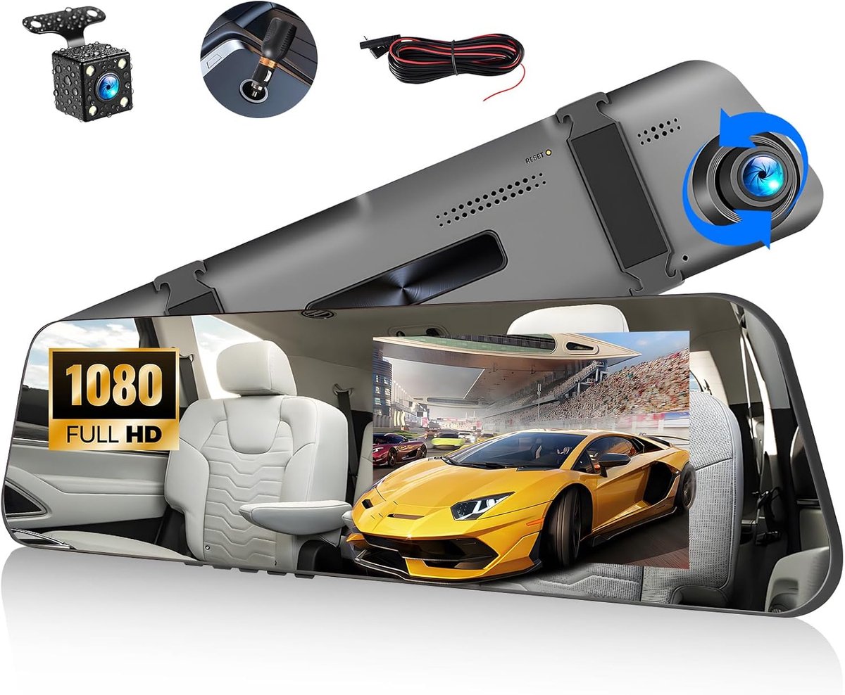 SnelShoppen - Achteruitrijcamera met 4,5'' Full HD 1080P Scherm, Dubbele Camera's Voor en Achter, Super Nachtzicht, DVR-lusopname voor Veilig Achterui