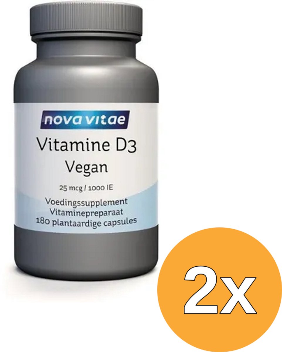 2x Nova Vitae Vitamine D3 1000Ie/25Mcg Vegan (180 vega capsules)