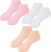 Vochtinbrengende sokken - 3 paar - Hydraterende Silicone Voetverzorgingssokken - Vochtgelsokken - Zachte vochtinbrengende voetsokken - Voetverzorgingstools - Hydrateren - Spa-pedicuresokken - Gel teen hydraterende spa silicone - Roze, wit en beige