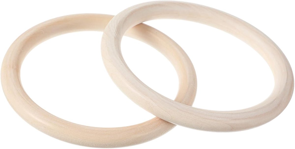 2 stuks houten ringen macramé voor knutselen, houten ringen om te knutselen, doe-het-zelfprojecten, hangers en verbindingsstukken en sieraden (binnendiameter: 12 cm, dikte: 15 mm)