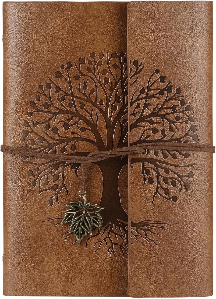 SnelShoppen - PU Leather A5 Notitieboek - Refillable Reizen Journal - Vintage Leder Boek - Lege Journal - Ringband - Schetsboek - Retro Dagboek voor O