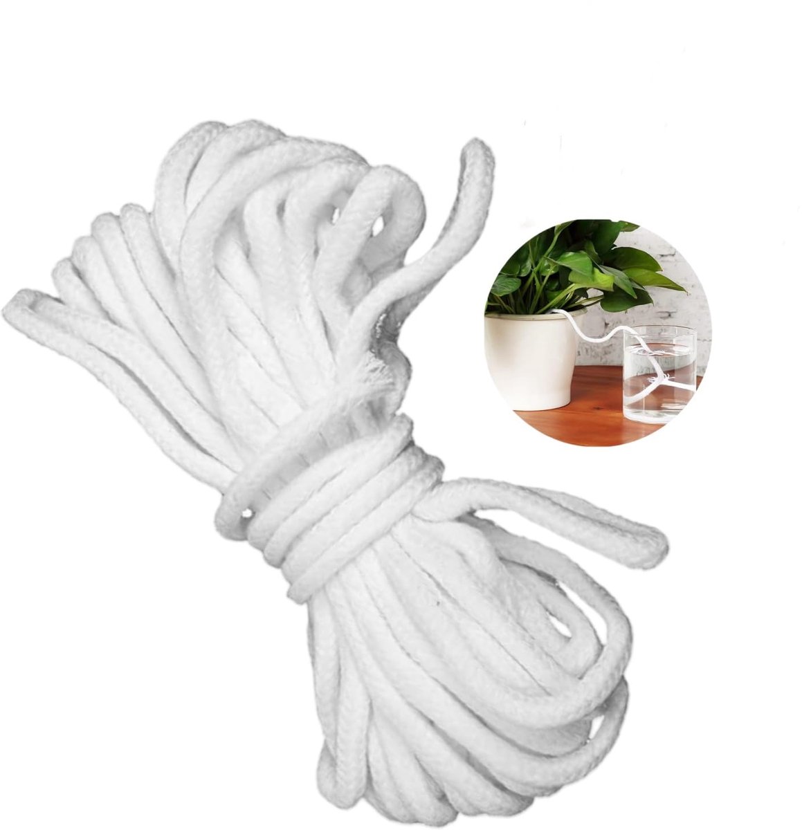 SnelShoppen - Zelfwatergevende Capillaire Wick 15m 6mm Irrigatie Touw Drip Irrigatie voor DIY Binnenplanten, Tuin, Vakantie, Eenvoudig en Kostenbespar