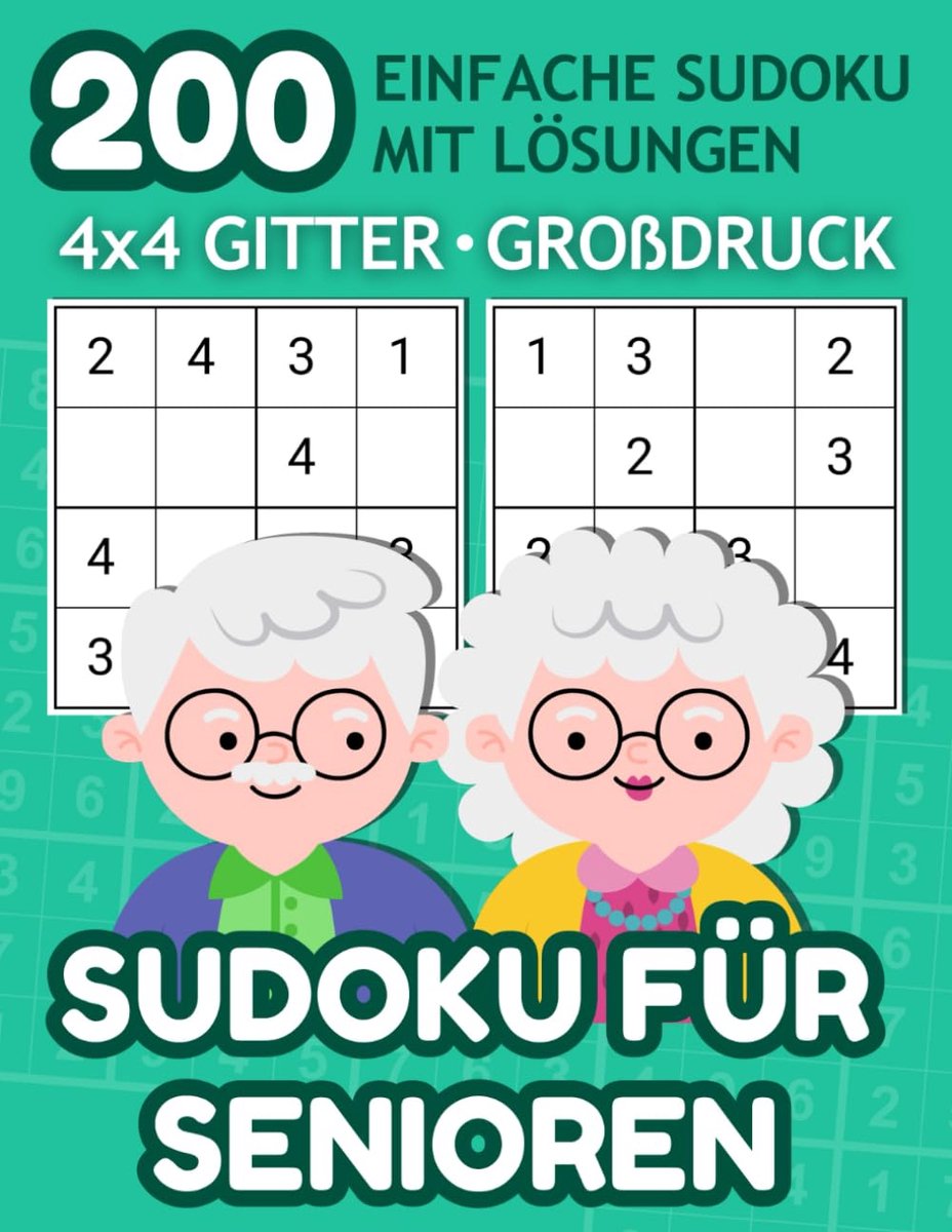 SnelShoppen - 200 Eenvoudige Sudoku voor Senioren - 4x4 Gitter, Grootlettertype, Leuke Puzzels voor Beginners, Breintraining, Geschikt voor Alle Leeft