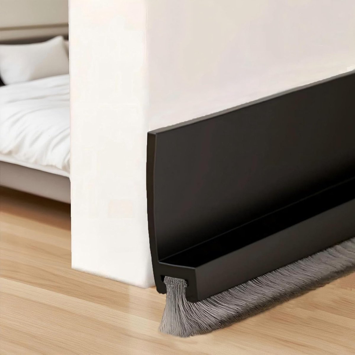 SnelShoppen - 100 cm Deur tochtstrip met borstel, zelfklevende deurafdichting, stofbescherming, hoge kwaliteit silicone, flexibele en duurzame oplossi