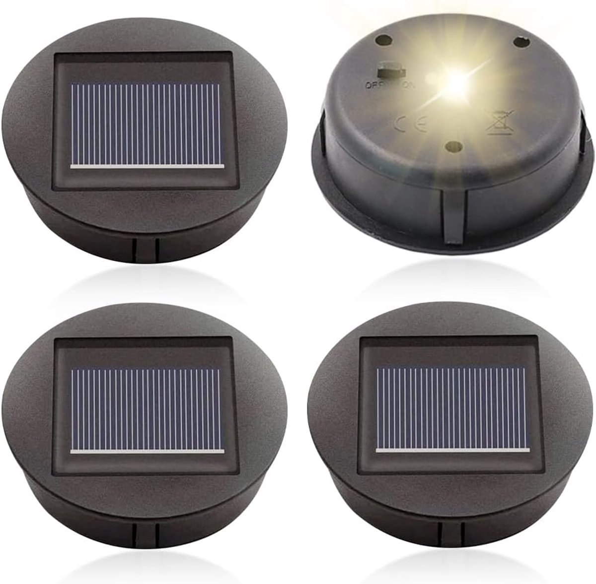 SnelShoppen - 4x Vervangende Onderdelen voor Zonnepaneel 8 cm Tuinlampen, Waterproof LED Lampen, Voor Solar Lantaarns en Tuinverlichting