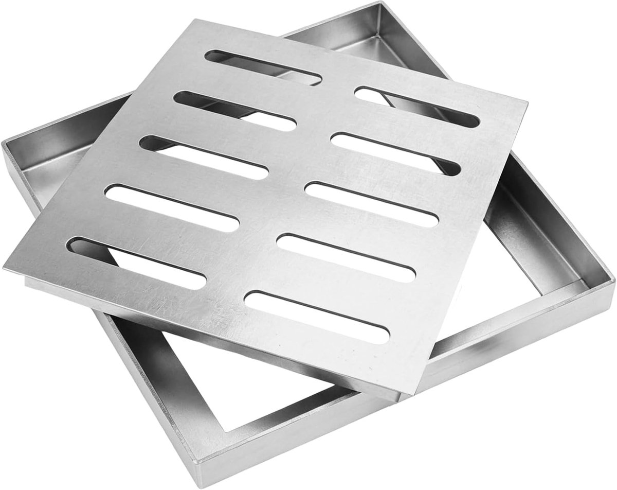 Vloerafvoer vierkant 220 x 210 mm - RVS met frame - Antislip afdekking - Ideaal voor buitengebruik - ShopVlot