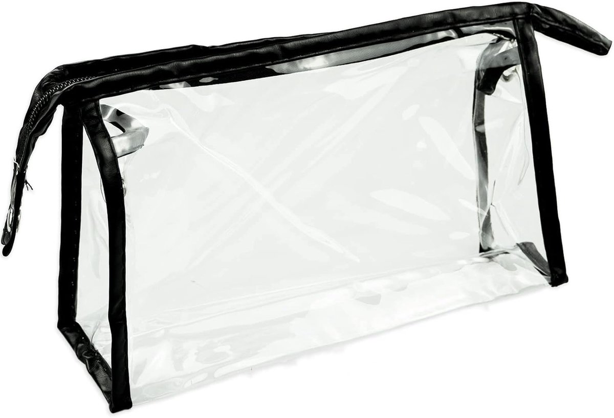 Make-up tas zwart transparant - waterdichte PVC toilettas - ideaal voor cosmeticabeheer - perfect voor reizen - ShopVlot