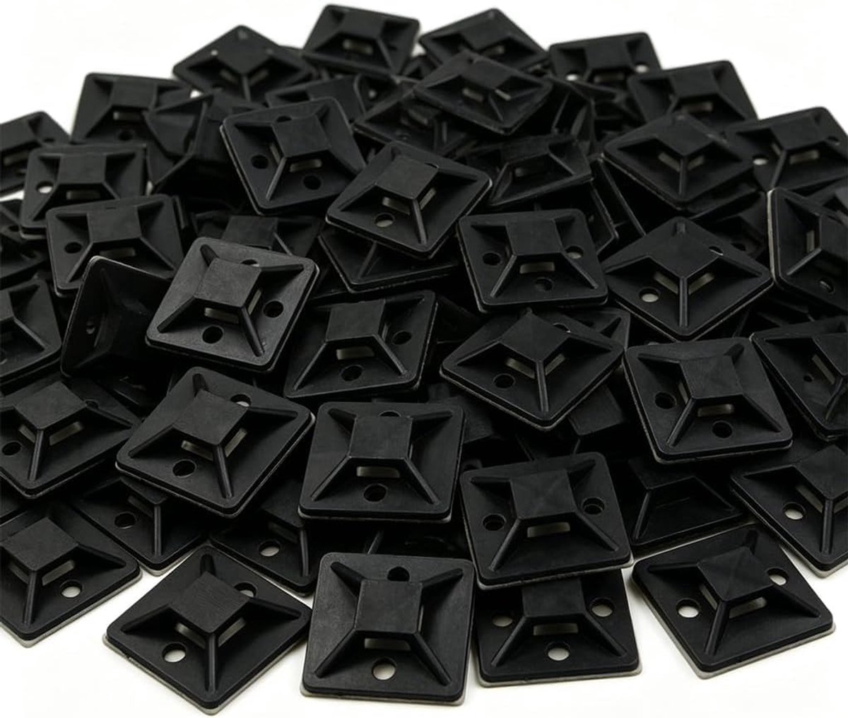 Kabelbinderhouder zelfklevend - 100 stuks - zwart 20 x 20 mm - sterke plakstrips - kabelbeheer zonder boren - ShopVlot
