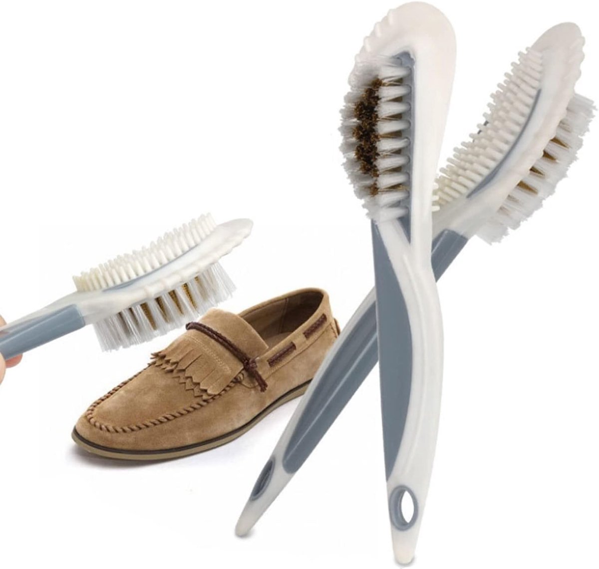 Schoenborstel 4-in-1 - Suede en nylon - Multifunctionele borstels - Eenvoudig reinigen van schoenen - ShopVlot