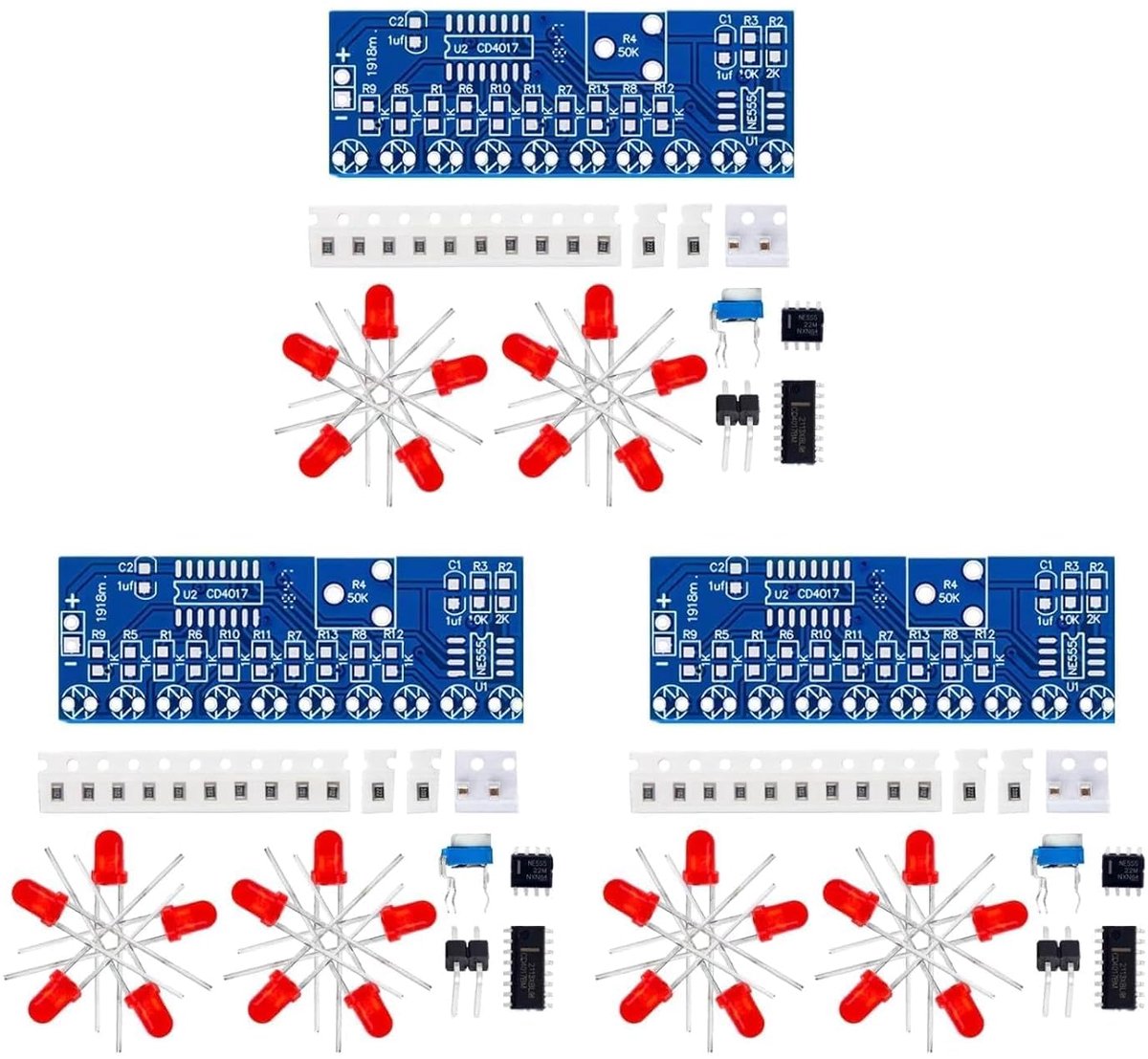 Soldering kit CD4017 - 10 kanaals LED running light effect - NE555 timer - ideaal voor beginners - ShopVlot