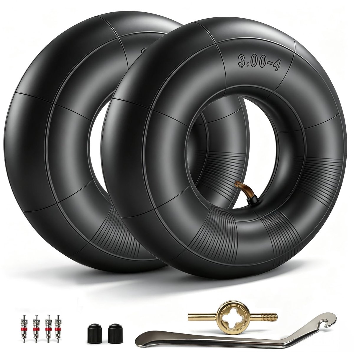 SnelShoppen - 2x Binnenbanden 300-4 Rubber voor 260x85mm Banden - Compatibel met Handwagens, Tuinwagens & Aanhangers - Inclusief Montagegereedschap