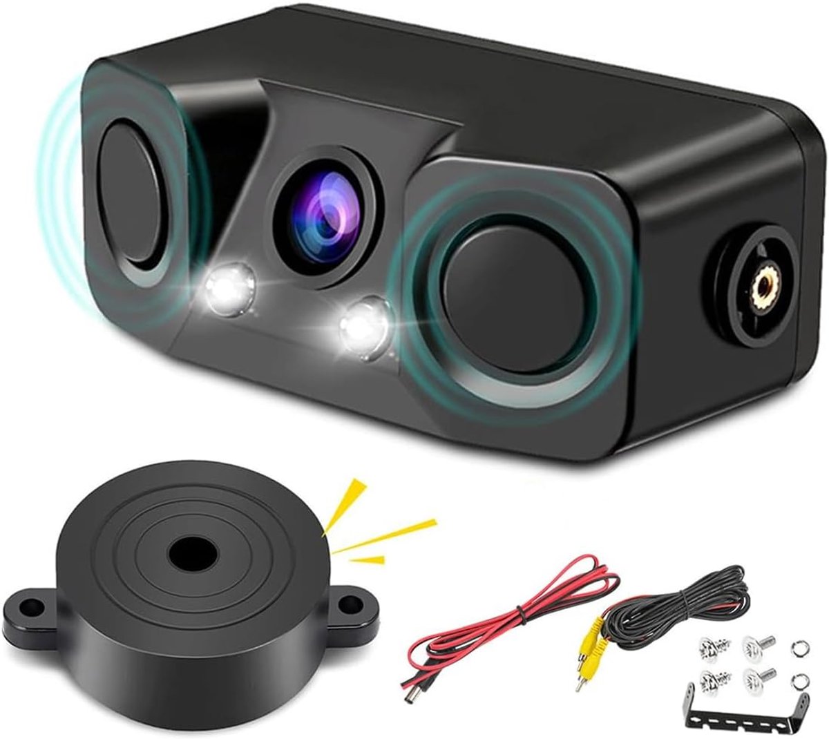 Achteruitrijcamera 3-in-1 met radarparkeersensoren - waterdicht - 170° kijkhoek - veilig parkeren - ShopVlot