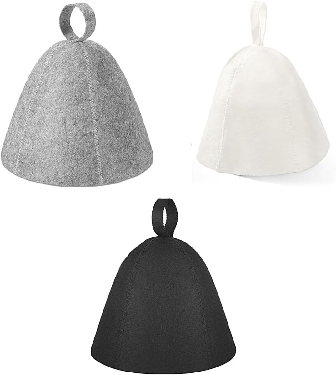 Sauna hoed set van 3 - grijs, wit en zwart - warmtebescherming - ideaal voor stoombaden - ShopVlot