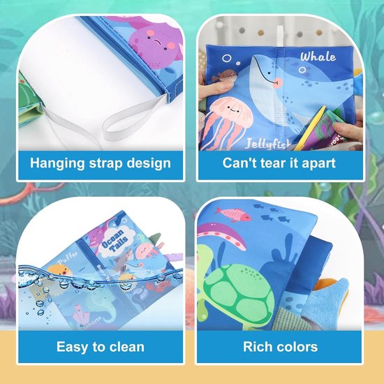 2-delig stoffen babyboekje (kreukelboekje, dierenstaartjes-aanraakboekje, sensorisch boekje, educatief speelgoed voor 0-6 maanden) 2-delig sterrenvormig bijtspeeltje voor baby's, geschikt voor jongens en meisjes — afbeelding 3