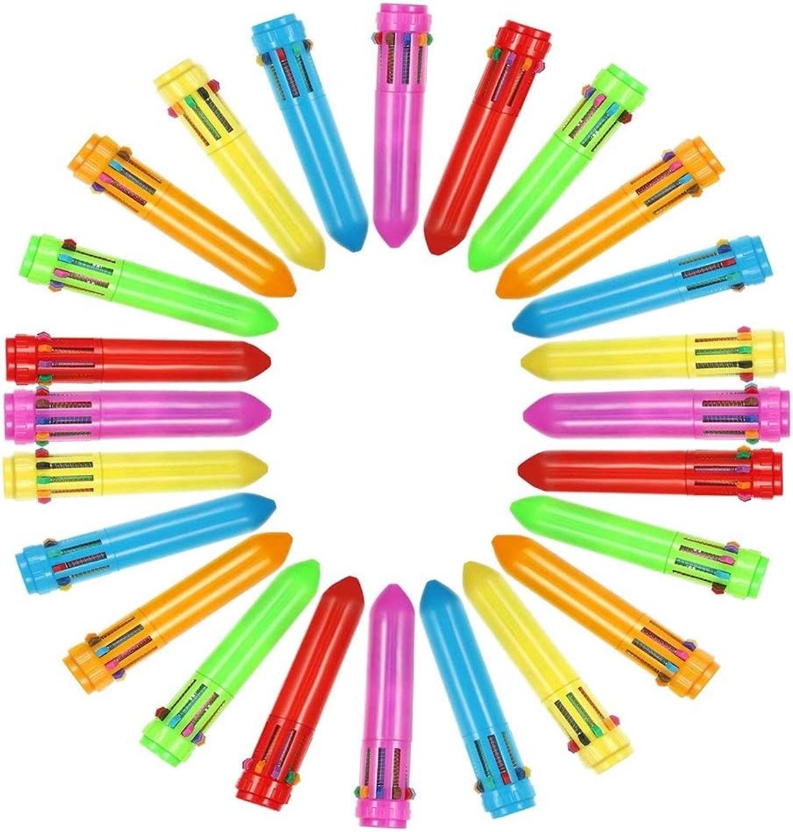 Pennen, 24 stuks, intrekbare balpen, 10-in-1, kleurrijke intrekbare mini-shuttle pennen voor kantoor, school, accessoires