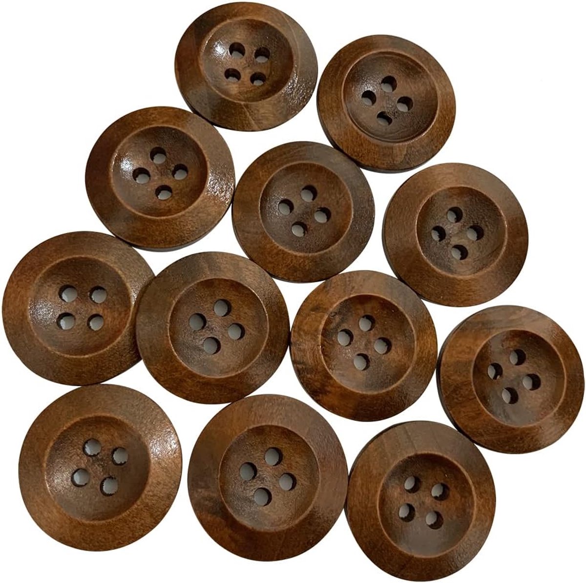 15Pcs Klassieke Kastanje Houten Knop 25mmm Donkerbruin Naaien Breien Haak