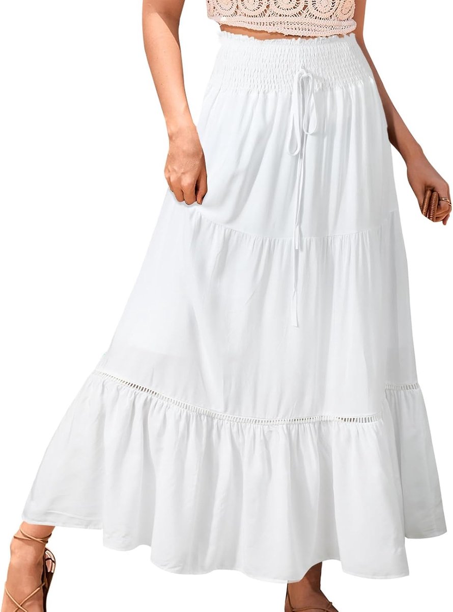 Rokken Elastische Hoge Taille Maxi Rokken voor Vrouwen 2 in 1 Vintage Maxi Rok Zomer Lange Jurken Elegante A-lijn Strand Rok