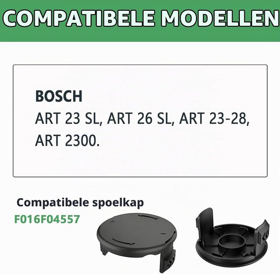 2 stuks Grastrimmer Spulenafdekking Compatibel met Bosch F016F04557, Vervangende Trimmerkappe voor Bosch Art 23 SL, Art 26 SL, ART 23-28, ART 2300 — afbeelding 3