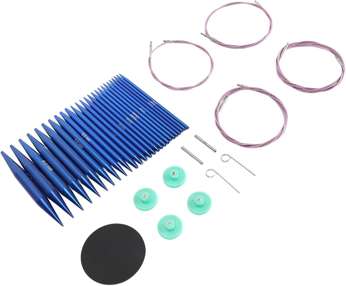 Rondbreinaaldenset met etui, verwisselbare breinaalden met accessoires. Rondbreinaalden, veelzijdige verwisselbare rondbreinaalden