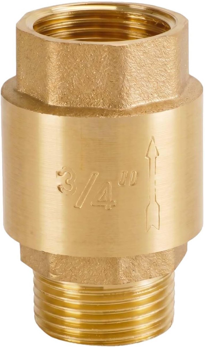 Terugslagventiel 3/4 inch messing, 3/4 inch messing terugslagklep, inline messing terugslagventiel, terugslagventiel 3/4 inch, geschikt voor waterpompen, waterleidingen