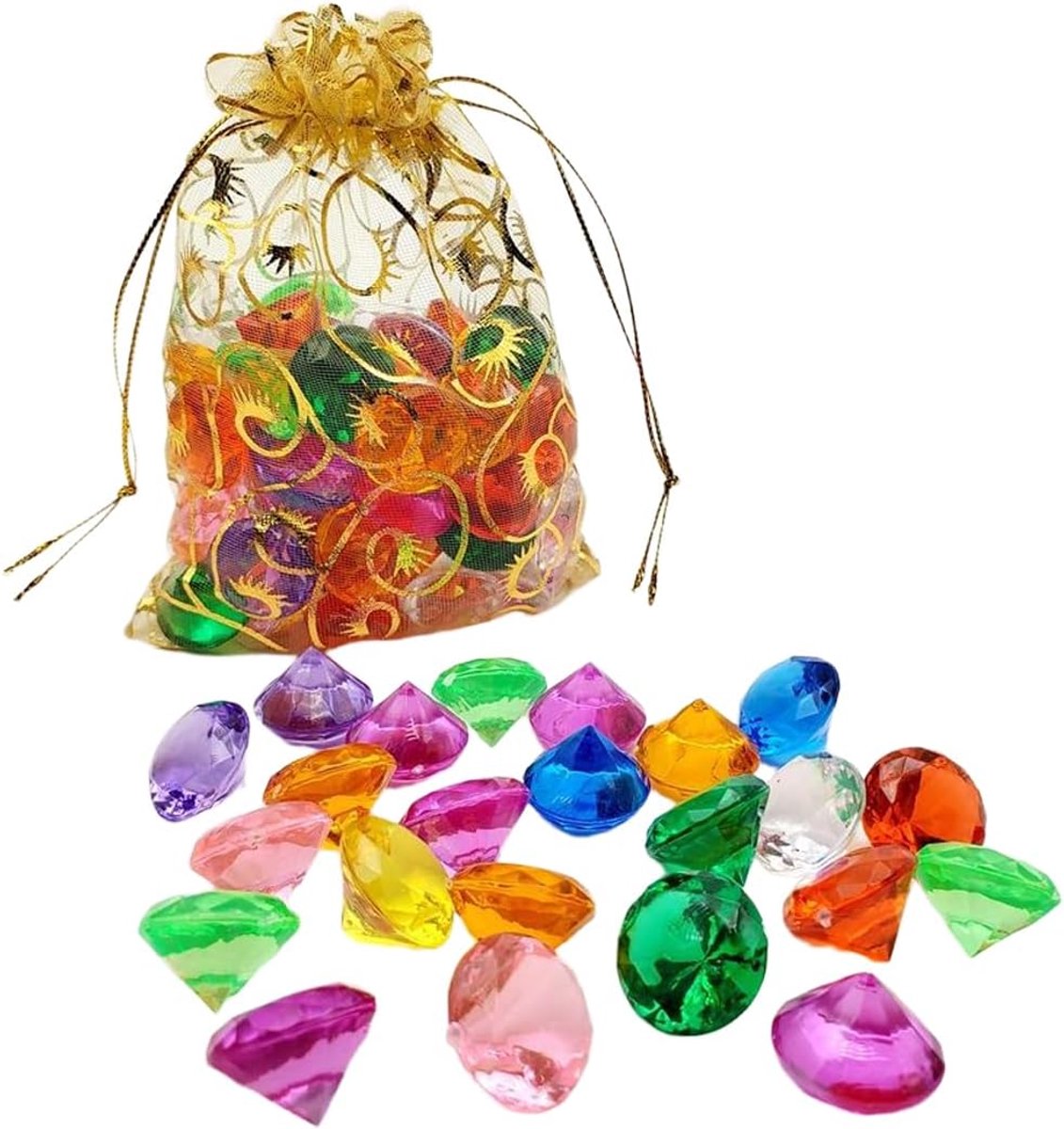 60 stuks edelstenen voor kinderen, acryl diamanten, kleurrijk, 20 mm, kristallen voor kinderverjaardag, decoratie, diamanten, bruiloft, vazen, tafeldecoratie, gastgeschenken