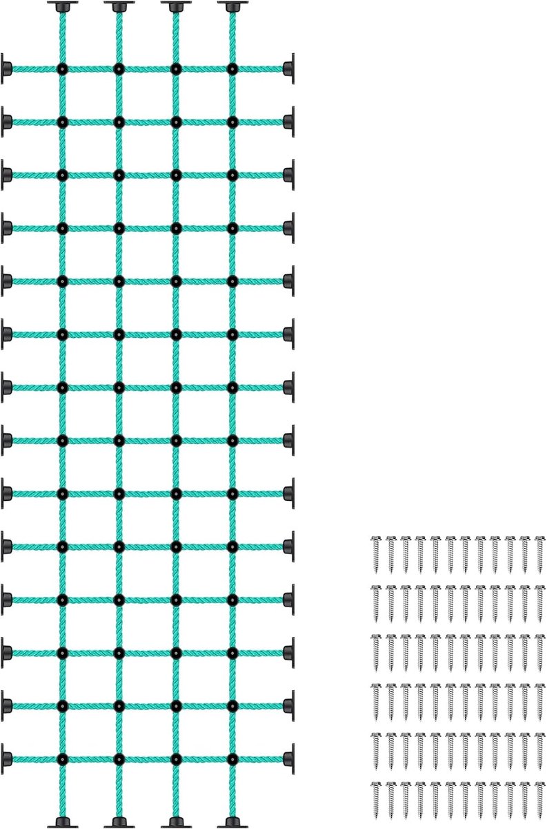 Klimnet voor kinderen met installatiebasis voor houten frames van 91,4 cm × 274,3 cm, 453,6 kg capaciteit vrachtklimnetladder voor speelplaatsen, boomhutten, schommelsets en