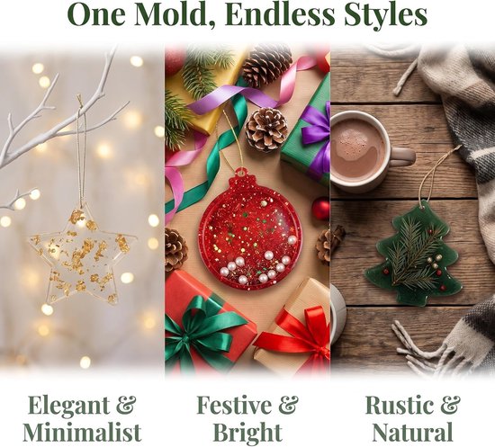 Vormen gietvormen Kerstmis, 4 stuks hanger siliconen vorm — afbeelding 5