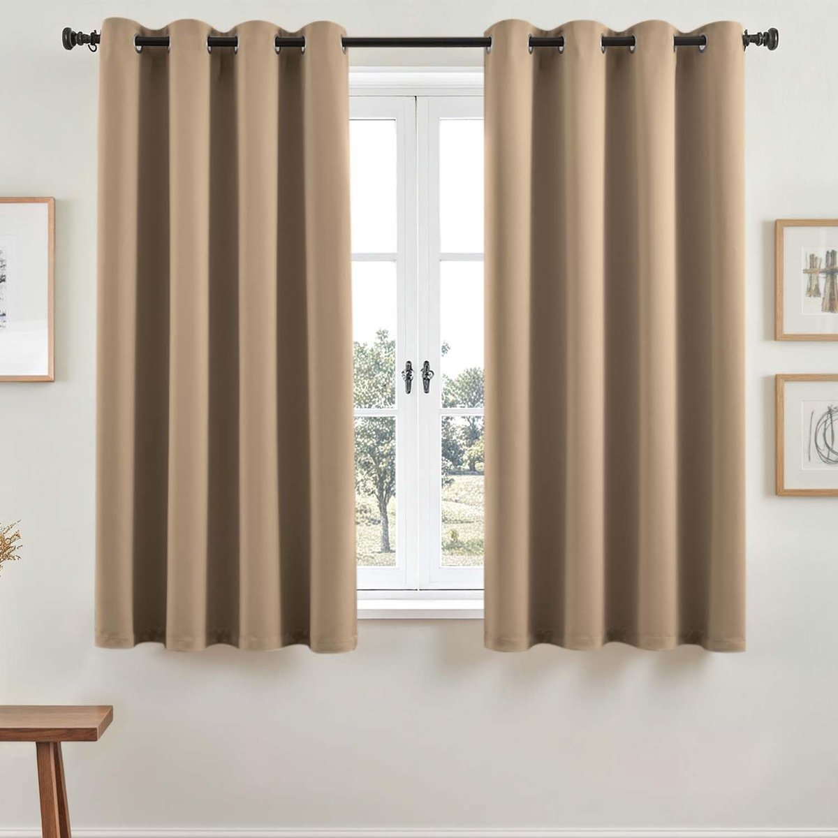 Verduisteringsgordijnen met ogen, kort, H 160 x B 140 cm, set van 2