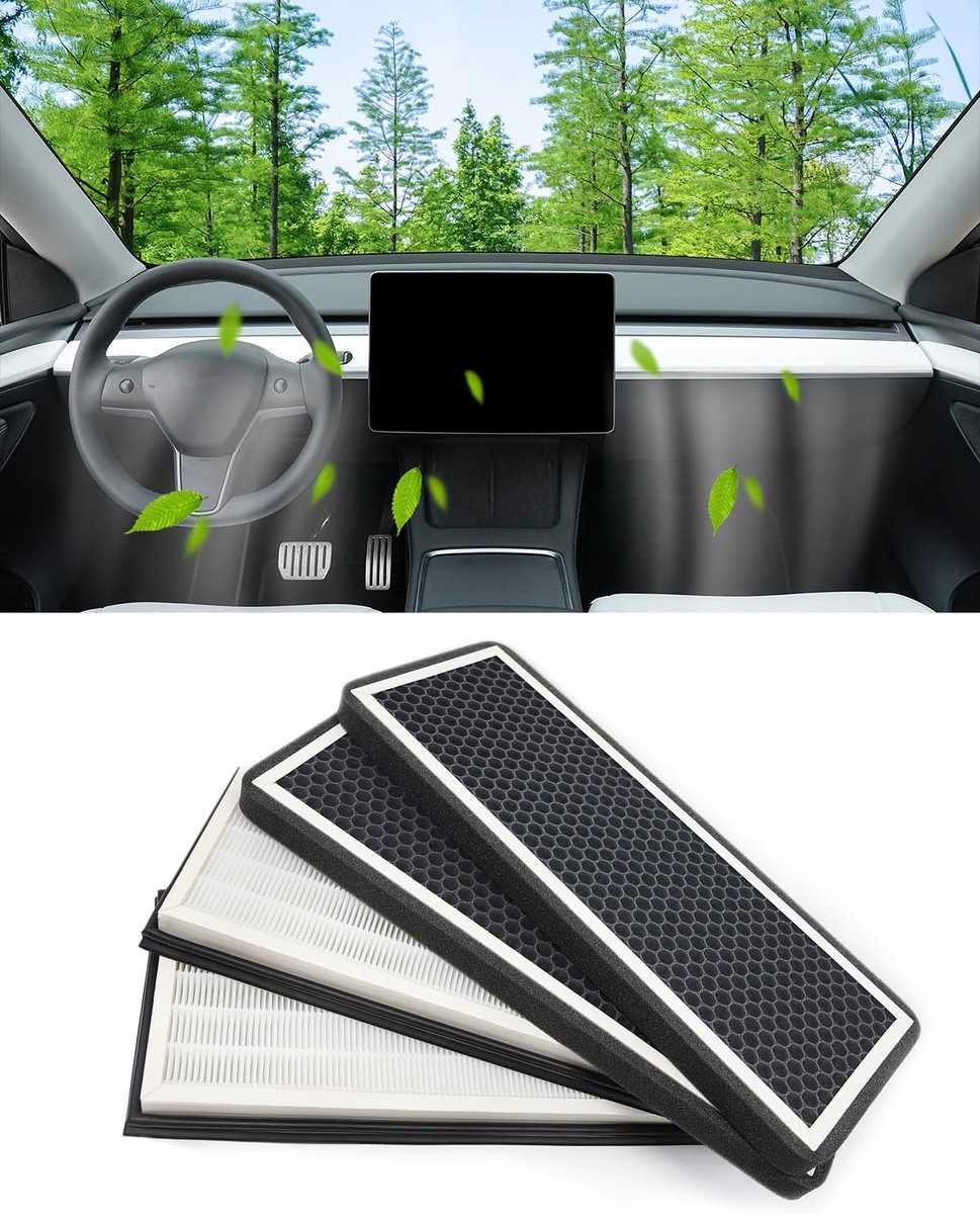 Model Y/3, verbeterde externe of interne luchtfiltervervanging compatibel met Tesla Model Y en Model 3 (Model Y extern filter)