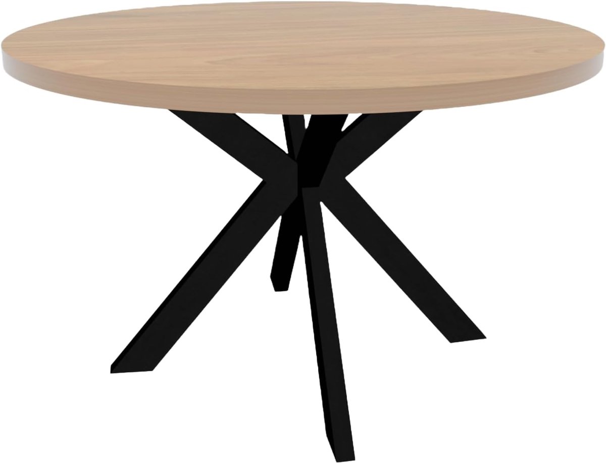 Eettafel rond melamine 130cm Sanne lichtbruin ronde tafel