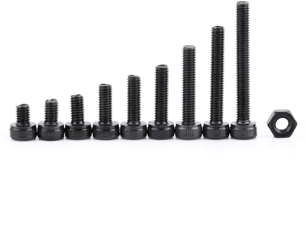 280 stuks M3 binnenzeskantschroeven en moeren assortiment van gelegeerd staal, moeren bevestigingsassortiment met doorzichtige kunststof doos (4/5/6/8/10/12/16/20/25 mm)