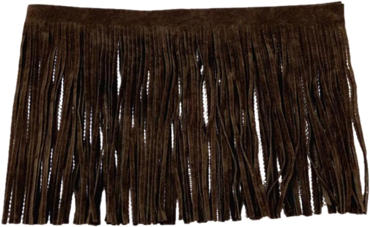 Franjes lint met franjes, kwastjes, franjes, franjes, voor kleding, doe-het-zelf handwerk, decoratie, accessoires (donkerbruin, 100 x 30 cm)