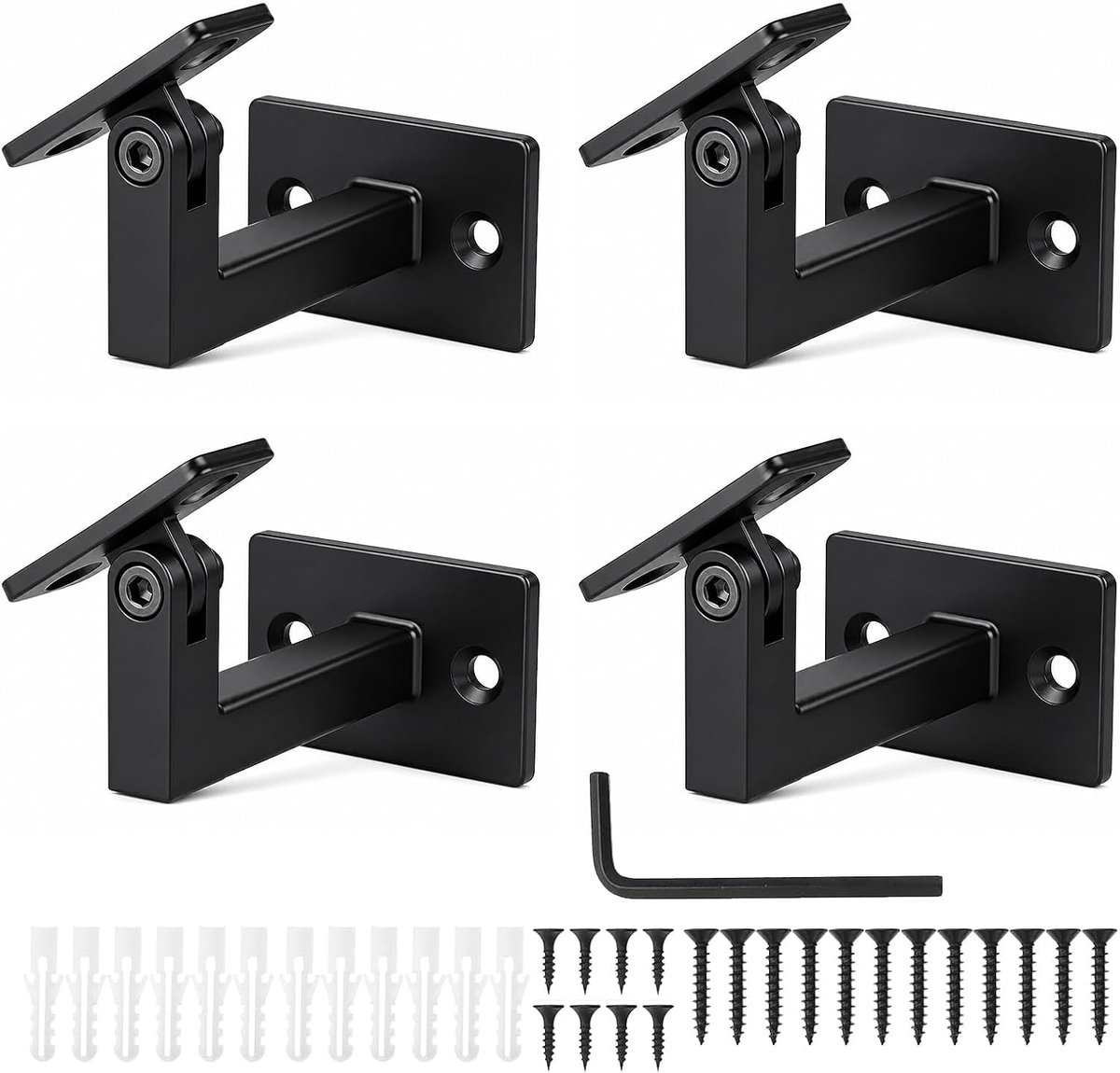 Leuning Beugel Zwart, Ijzer Trapleuning Beugels, Verstelbare Hand Rail Beugels voor Trap Trap 4 stks