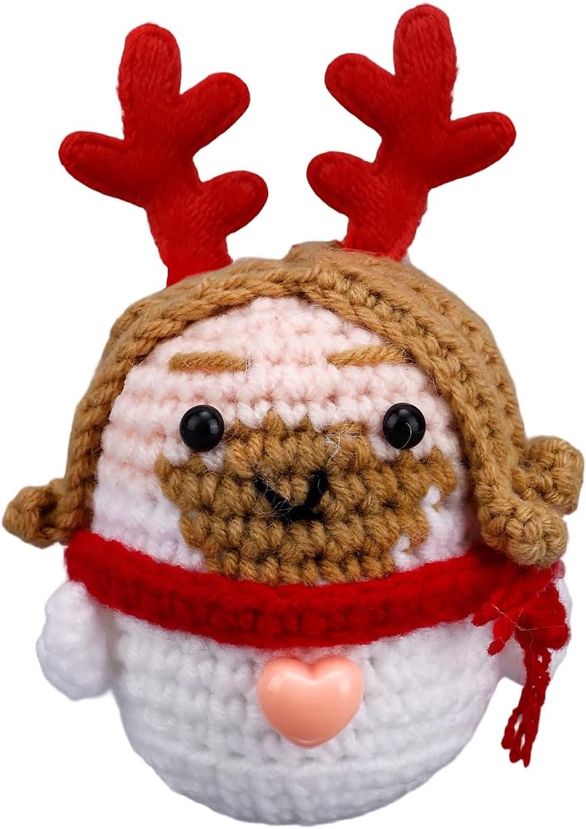 Positive Pop, Mini Gebreide Jezus Emotionele Steun Handgemaakt Kerst Haak Versieringen voor Boom Versieringen Religieus Christelijk Cadeau Feestelijke Huisdecoratie