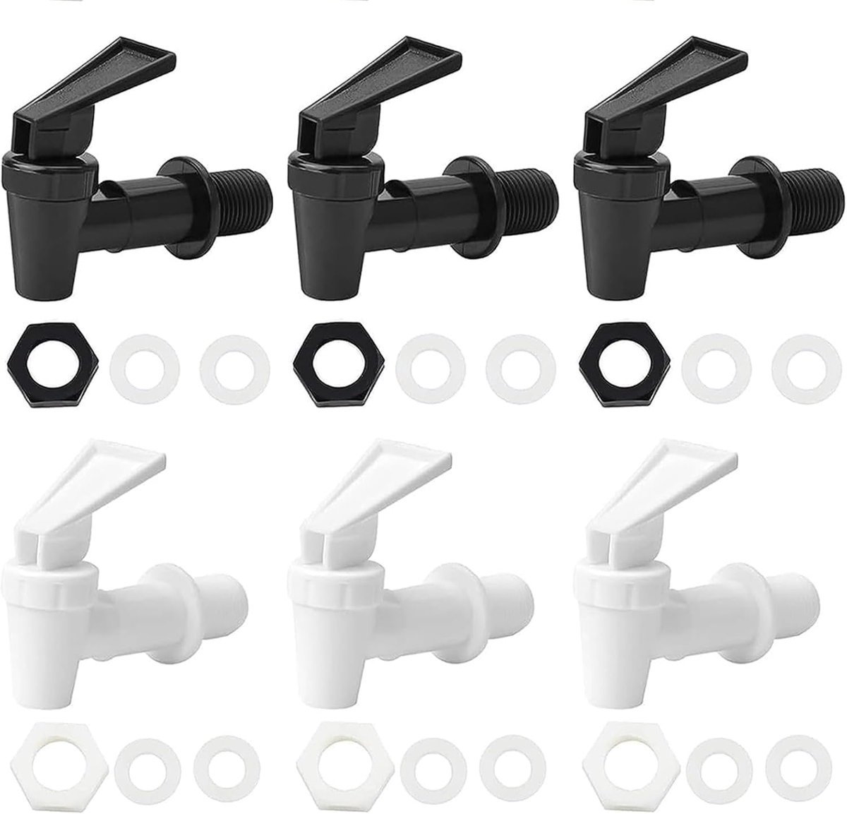Set van 6 plastic drankdispenser, waterdispenser, vervangende kraan, vervangende kraan, geschikt voor koude en warme dranken