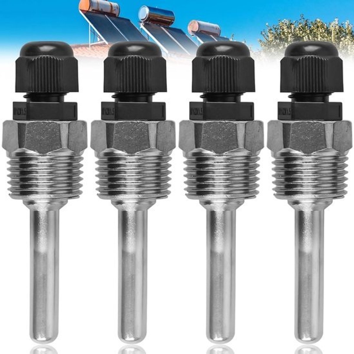 Dompelhulzen voor temperatuursensoren - 4 stuks, G1/2 inch, Roestvrij Staal