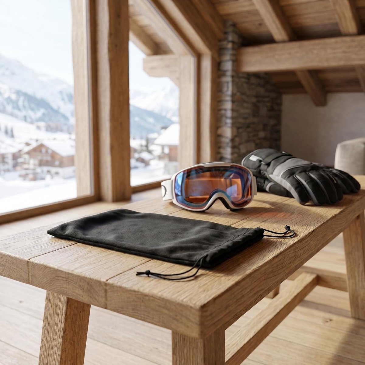 Skibril Tas - Zwart - 25 x 14 cm - Waterdicht Microvezel - Voor Skibrillen