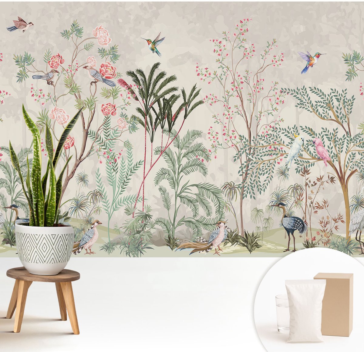 Wallfluent Fotobehang - Groente Vliesbehang - 208x146 cm - Tropische Oase Fotobehang Vlies - Woonkamer behang Landschappen - Muurschildering - Woonkamer behang