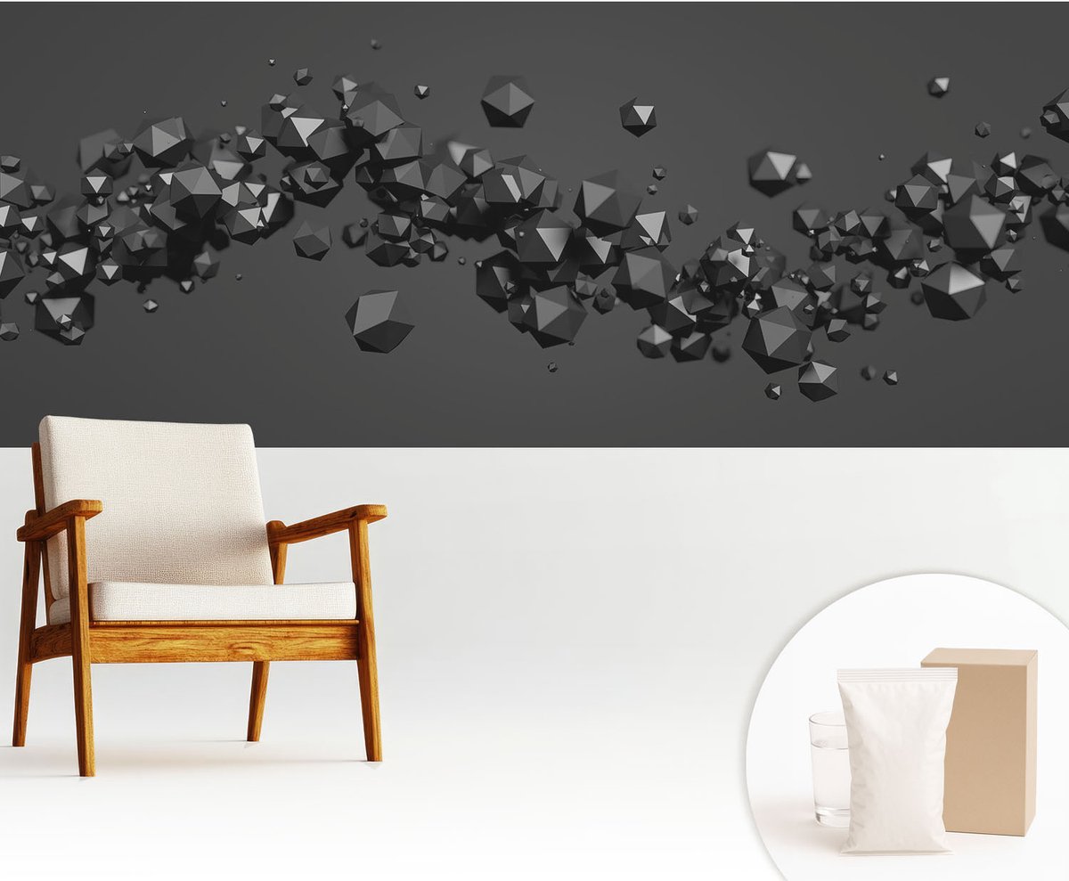 Wallfluent Fotobehang - Zwart Vliesbehang - 250x104 cm - Zwarte Klonten Fotobehang Vlies - Hal behang Abstractie - Muurschildering - Hal behang