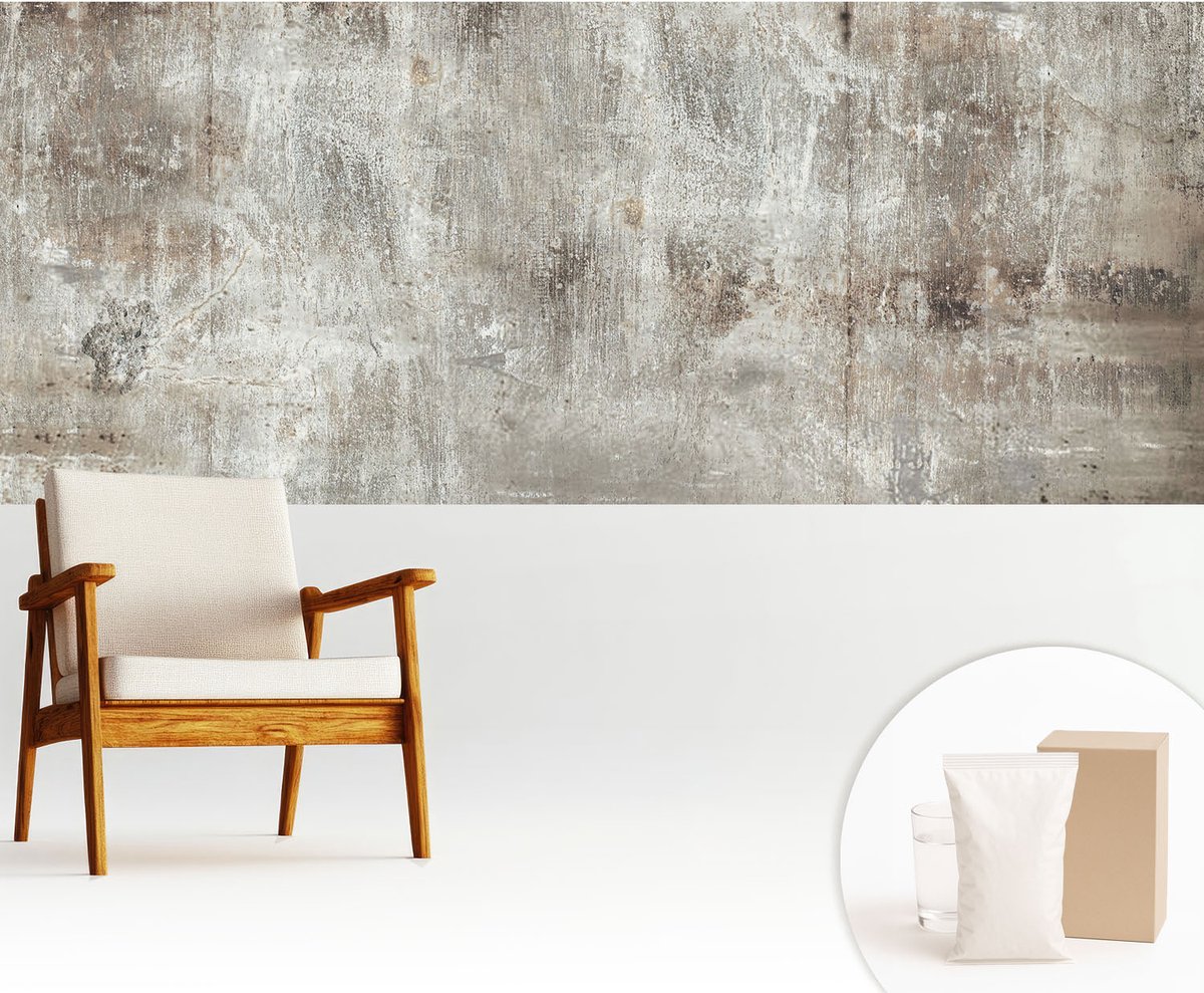 Wallfluent Fotobehang - Grijs Vliesbehang - 250x104 cm - Industriële Ruimte Muurschildering - Gang behang Texturen - Fotobehang Vlies - Slaapkamer behang