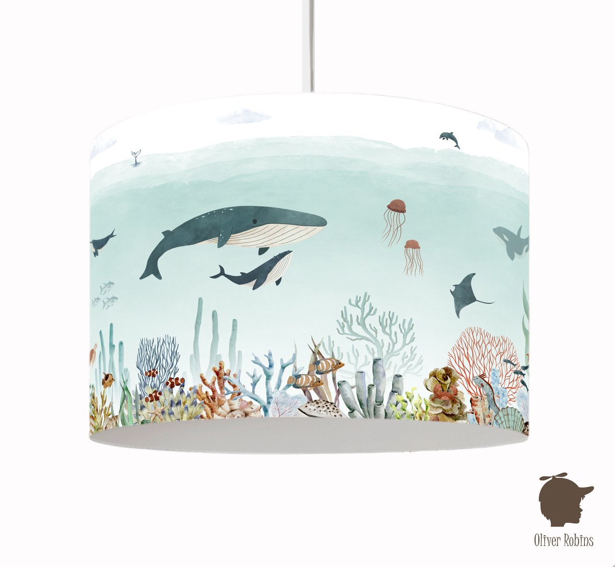 Hanglamp Sensational Sea blue Oliver Robins-lamp-onderwaterwereld-kinderkamer-incl pendel-snoer-E27