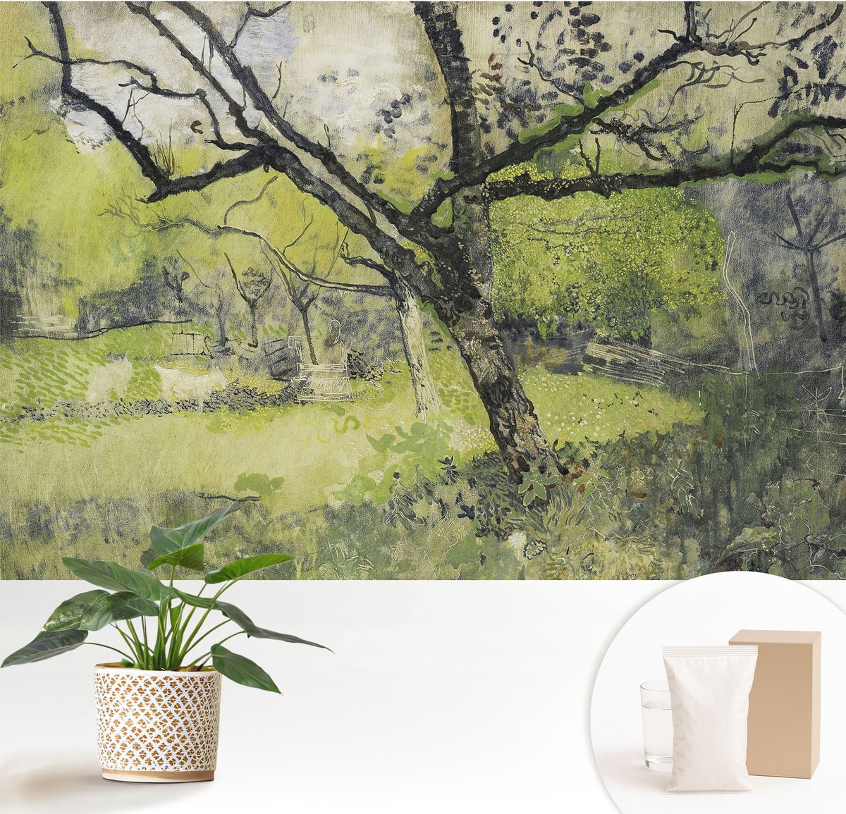 Wallfluent Fotobehang - Groente Vliesbehang - 152x104 cm - Lentepark Fotobehang Vlies - Hal behang Landschappen - Muurschildering - Hal behang